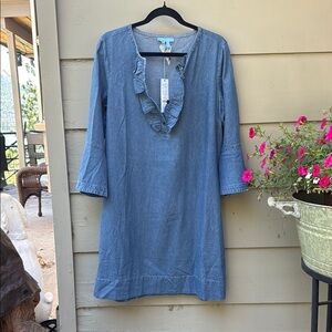 Draper James Blue Sheath Dress with 3/4 Sleeves NWT, size 14